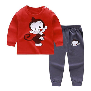 Autumn Pajamas For Children Long Sleeve Cotton Blend Suit Cartoon Animal Clothing Baby Pyjamas Set Sleepwear Free Octopus Dolls